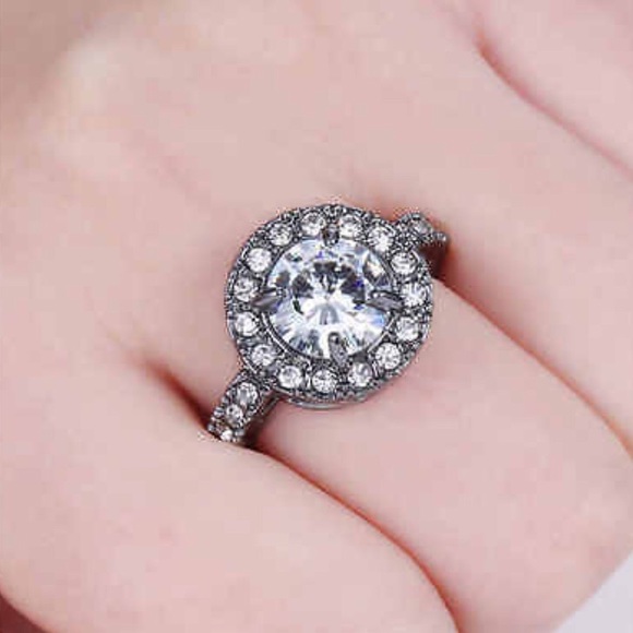 Jewelry - !!ONE LEFT!! Black Rhodium Sapphire Ring Size 7.5
